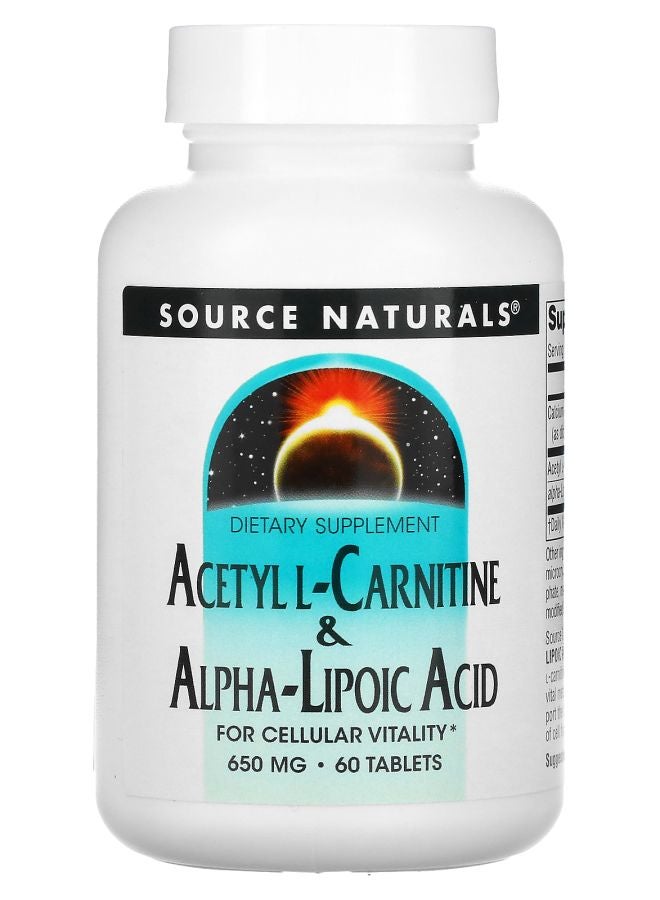 Acetyl L-Carnitine & Alpha-Lipoic Acid 650 mg 60 Tablets