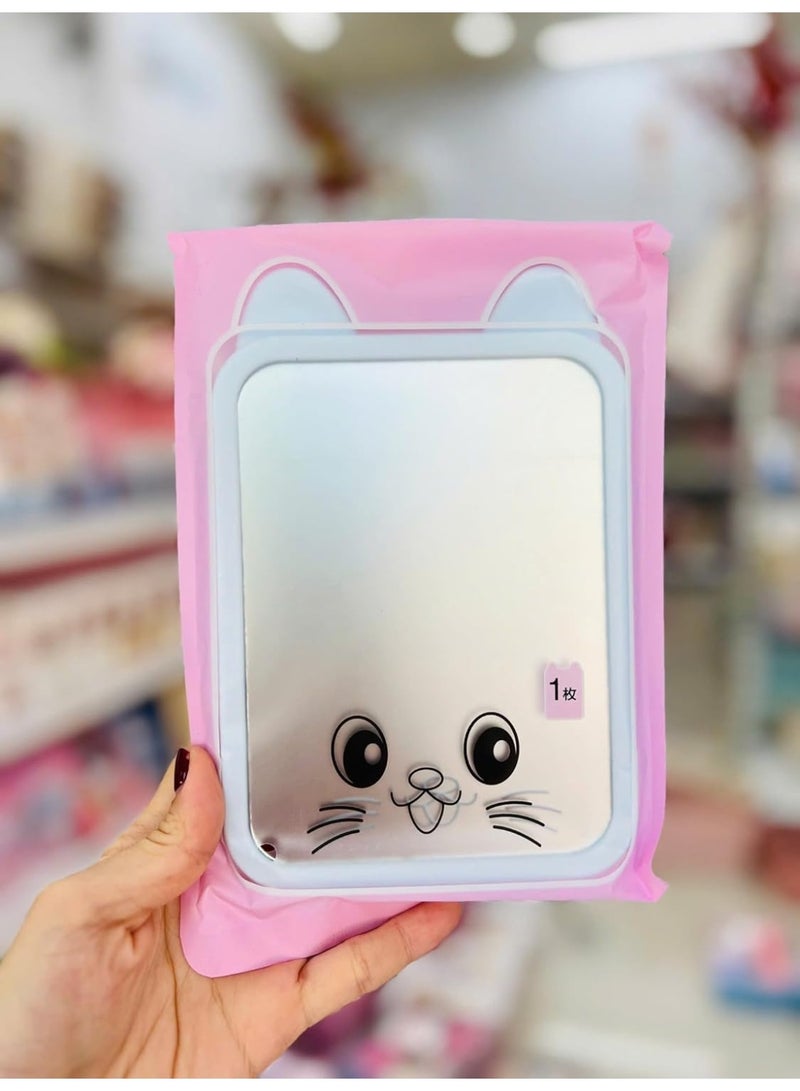 Mini Mirror, Cute Cartoon Desktop Single Sided Vertical Mirror with Stylish Shape, Unique Colors and Design to Hold Items (Multi Color) (1, Rectangular) - Image 3