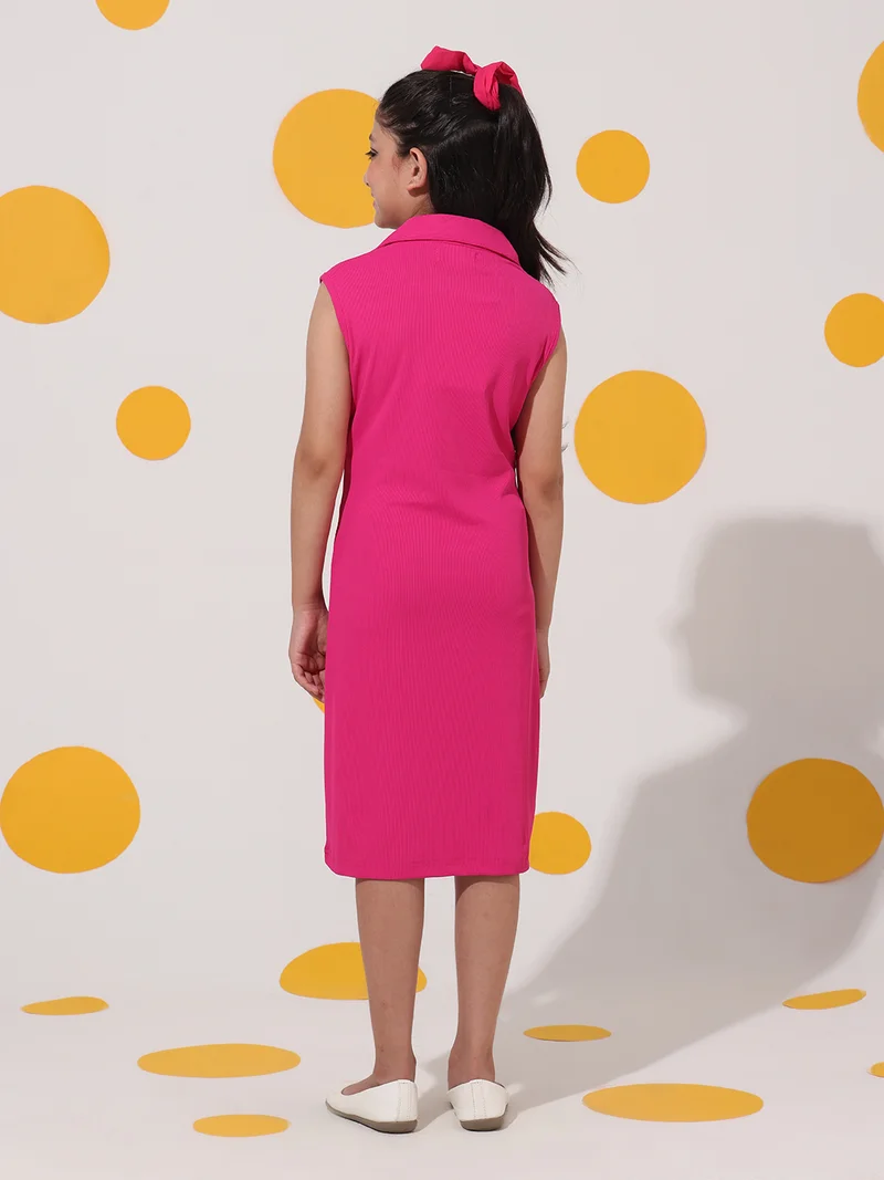 Cherry & Jerry Cherry & Jerry Magenta Ribbed Sleeveless Bodycon Dress