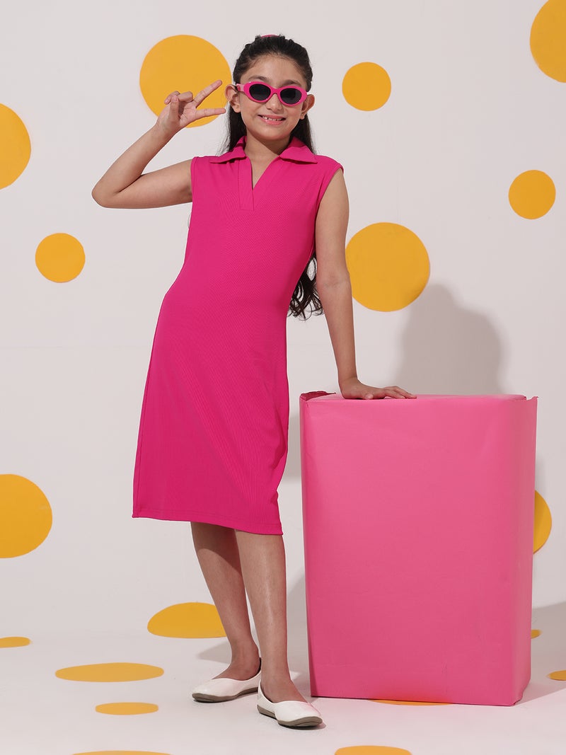 Cherry & Jerry Magenta Ribbed Sleeveless Bodycon Dress - Image 4