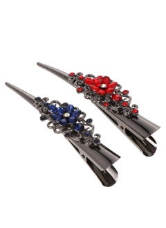 Minkissy 2pcs Decorative Alligator Hair Clips Rhinestone Duckbill Hair Clips Metal Alligator Sectioning Clips for Women