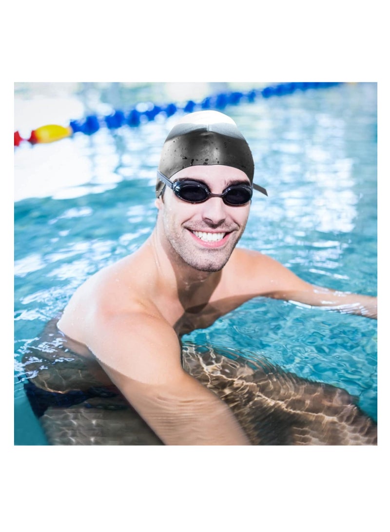 SYOSI 2 Pack Unisex Swim Caps Waterproof Silicone Swimming Caps Durable Elastic Non-Slip Bathing Swimming Pool Caps with Ear Plugs & Nose Clips for Women Men Adults Boys Girls  - Image 5