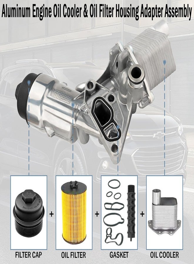 مجموعة محول مبرد زيت المحرك وفلتر الزيت من الألومنيوم من Qagea مع حشيات 918-428 55566784، مناسبة لسيارات شيفروليه كروز 2011-2015، كروز ليميتد 2016، سونيك 2012-2020، تراكس 2015-2021، وبويك إنكور 1.4 لتر 2013-2021 - Image 5