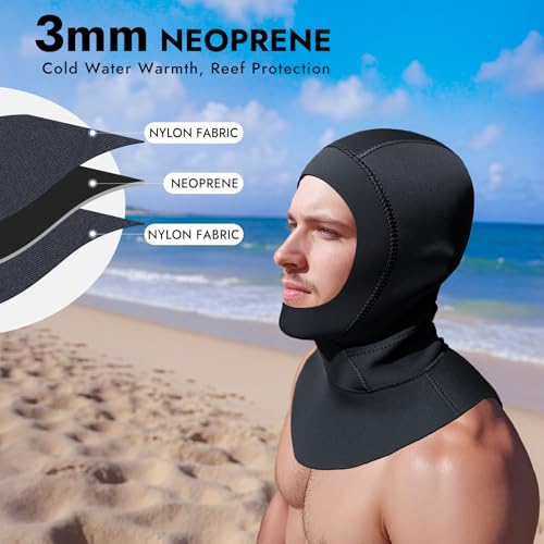 Dizokizo Diving Scuba Hood 3mm Thermal Neoprene Wetsuit Hood for Men Women Wetsuit Hat Cap for Kayaking Snorkeling Sailing Water Sports with Flow Vent (XL) - Image 2