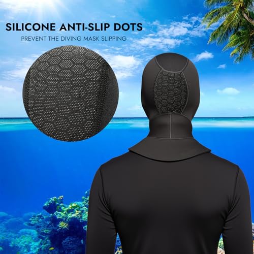 Dizokizo Diving Scuba Hood 3mm Thermal Neoprene Wetsuit Hood for Men Women Wetsuit Hat Cap for Kayaking Snorkeling Sailing Water Sports with Flow Vent (XL) - Image 3