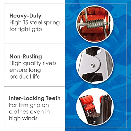 SYNERGY - Heavy Duty Rust Free Stainless Steel Cloth Clips/Cloth Peg/Cloth Drying Pins/Pegs for Hanger/Rods/Ropes/Drying Clothes (18 Clips with Box) (SY-CC1) - Image 3