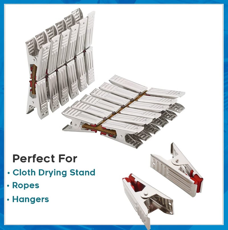 SYNERGY - Heavy Duty Rust Free Stainless Steel Cloth Clips/Cloth Peg/Cloth Drying Pins/Pegs for Hanger/Rods/Ropes/Drying Clothes (18 Clips with Box) (SY-CC1) - Image 5