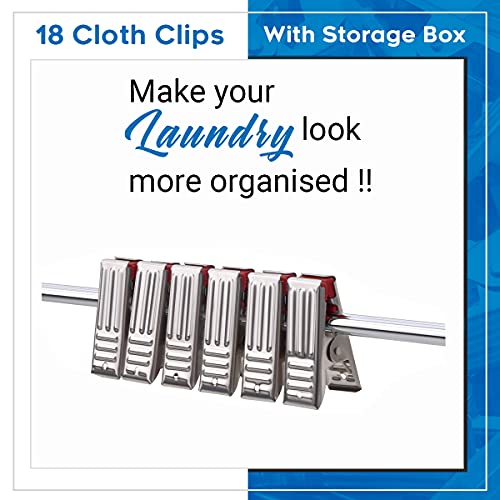 SYNERGY - Heavy Duty Rust Free Stainless Steel Cloth Clips/Cloth Peg/Cloth Drying Pins/Pegs for Hanger/Rods/Ropes/Drying Clothes (18 Clips with Box) (SY-CC1) - Image 2