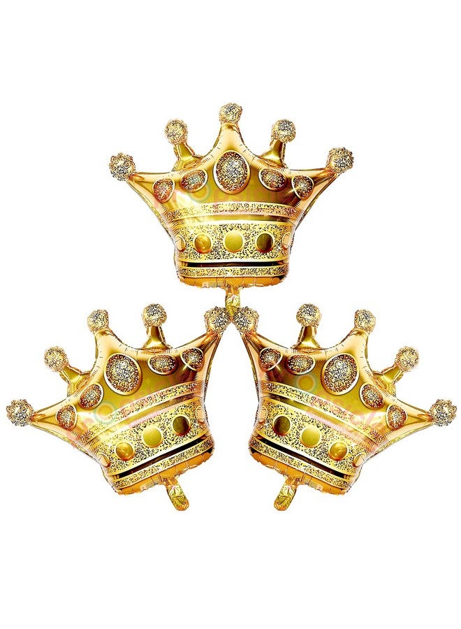 Propsicle Birthday Crown Golden Foil Balloon Pack of 3 Prince Theme 36" Inch Birthday Party Decoration - Image 1