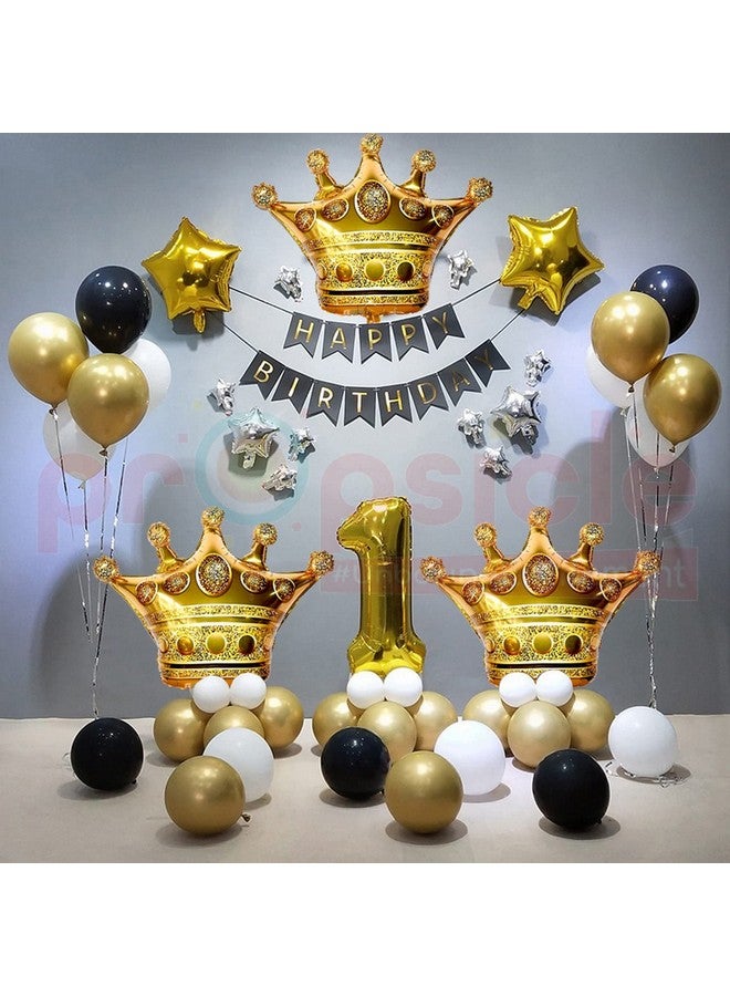 Propsicle Birthday Crown Golden Foil Balloon Pack of 3 Prince Theme 36" Inch Birthday Party Decoration - Image 3