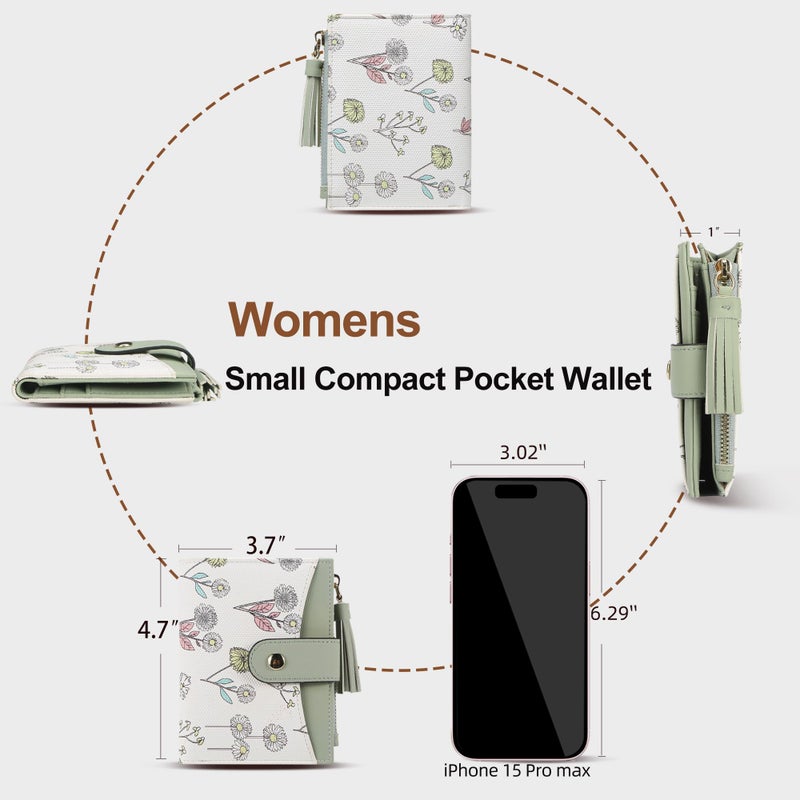 yiijay Small Wallet for Women RFID Blocking Tassle Bifold Slim Thin Leather Wallet Credit Card Holder Wallet Ladies Mini Wallet with Widened Zipper Pocket - Image 4