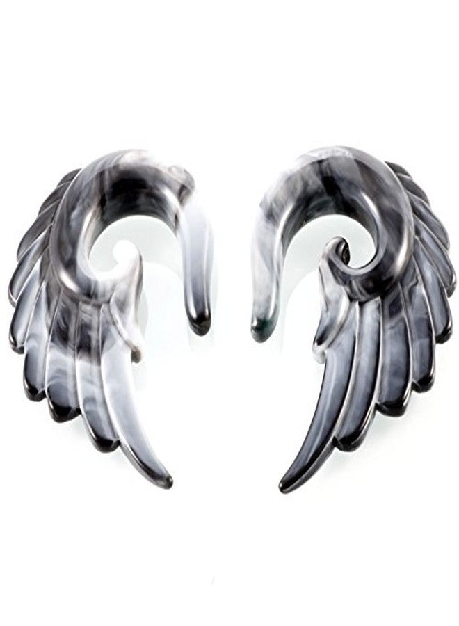 IPINK-Mixed Colors Acrylic Spiral Taper Plug Gauge Ear Stretching Kit, Vintage Angel Wings 3 Pairs (3 Pairs of 0G(8mm)) - Image 4