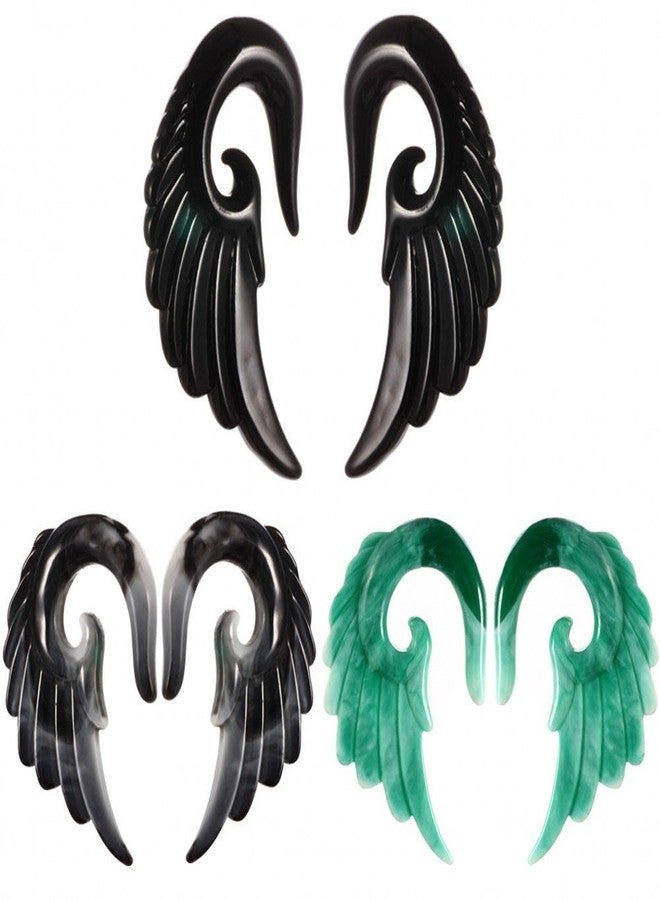IPINK-Mixed Colors Acrylic Spiral Taper Plug Gauge Ear Stretching Kit, Vintage Angel Wings 3 Pairs (3 Pairs of 0G(8mm)) - Image 1