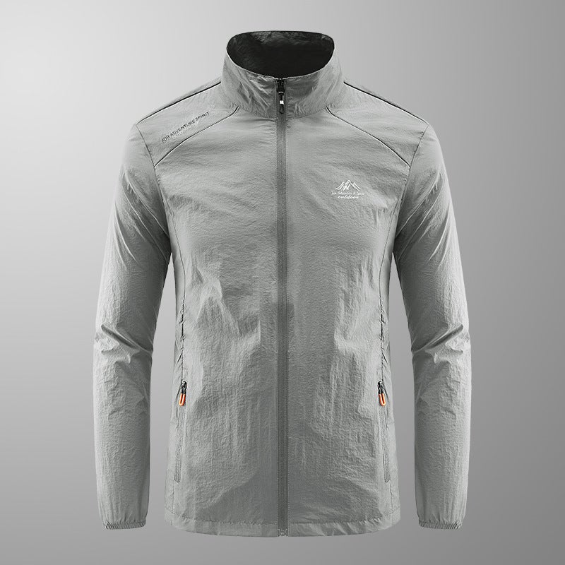 Generic Sun Protection Clothing Mens Collar Summer Sun Protection Clothing Waterproof UV Protection Skin Clothing Ultra-thin Breathable Fishing Jacket light gray