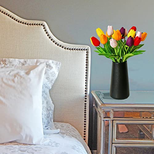 Mandy's Artificial Tulips 28 Stems Multicolor PU Faux Flowers for Wedding Home Decor 13.5 Inch - Image 4
