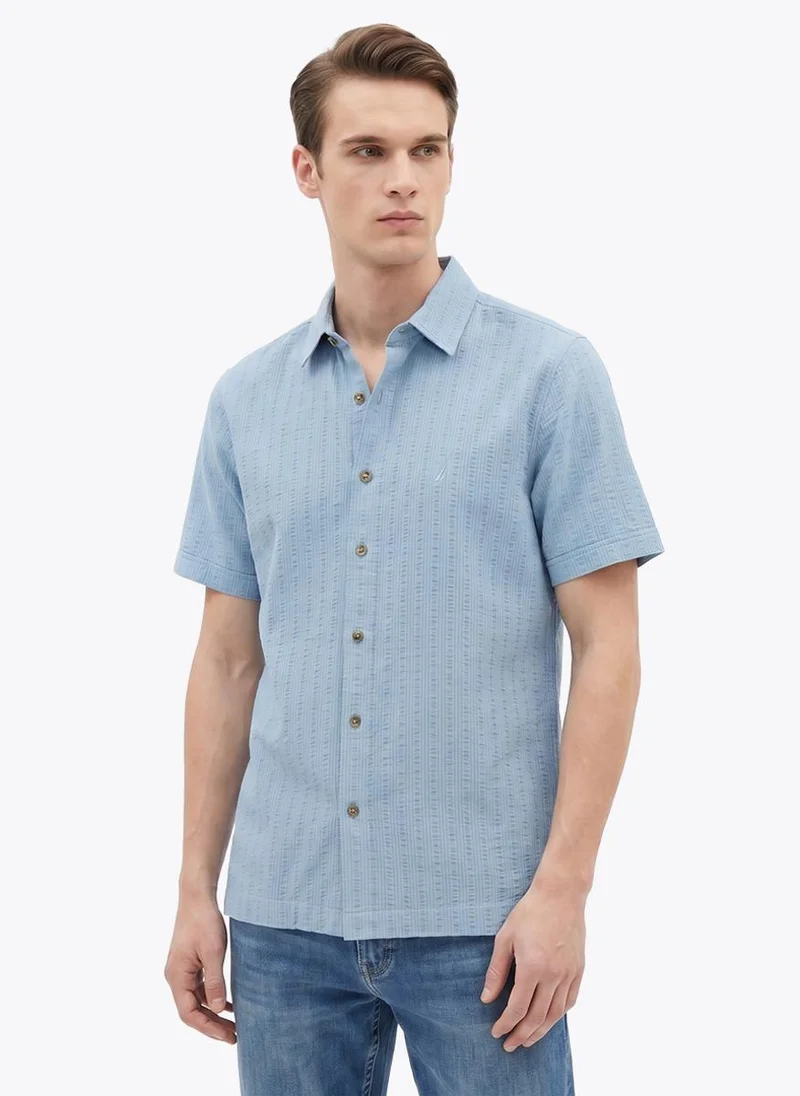 Men Regular Fit Knitted Casual Shirt for Workwear and Weekend Wear-Blue