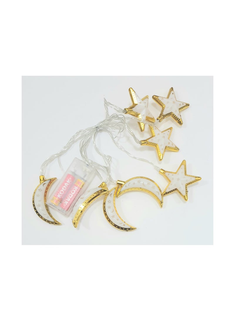 Al Zaabiah Gold Lanterns Moon & Stars Multicolor LED String Lights | Ramadan & Eid Festive Decoration - Image 3