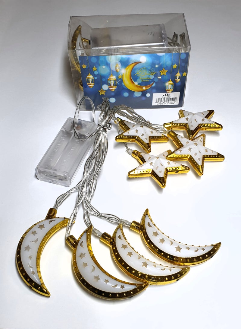 Al Zaabiah Gold Lanterns Moon & Stars Multicolor LED String Lights | Ramadan & Eid Festive Decoration - Image 5