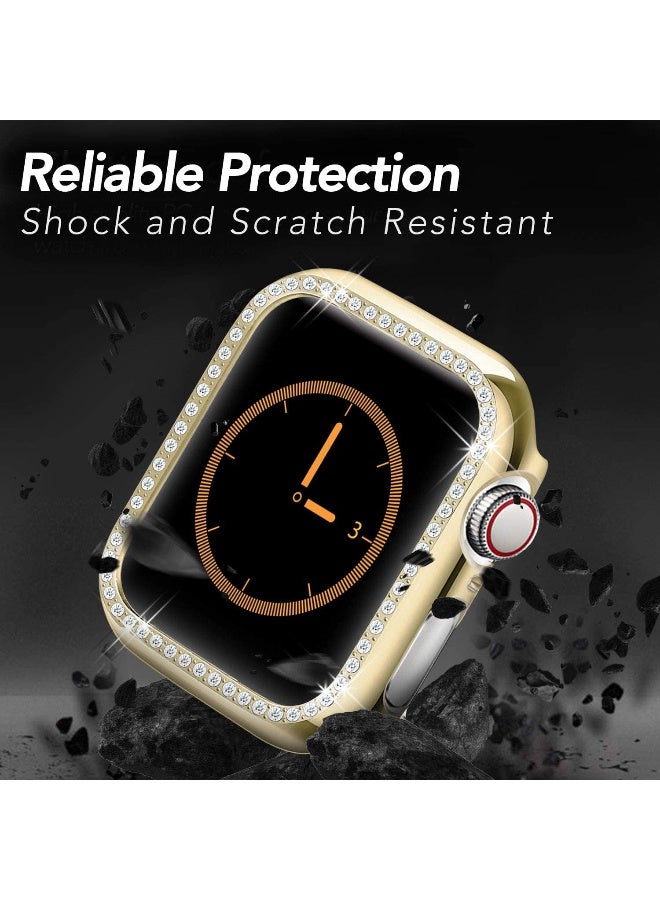 Glossy Shockproof Watch Case Compatible with Apple Watch 49mm Protective Polycarbonate Plastic Body Clear in Gold - Image 3