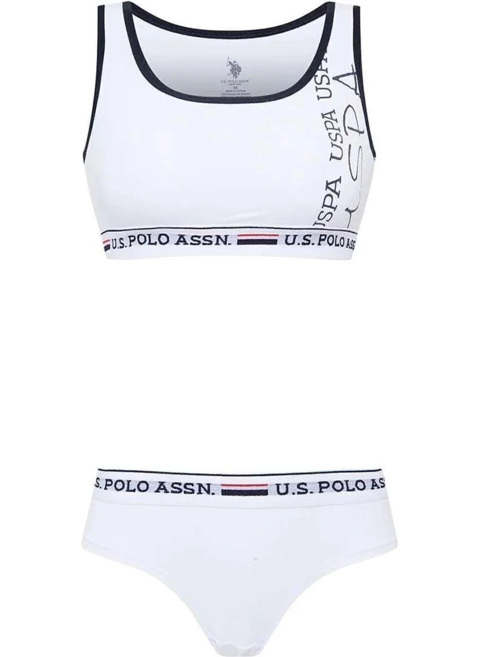 U.S. Polo Assn. 66255 Women's White Bustier Shorts Set