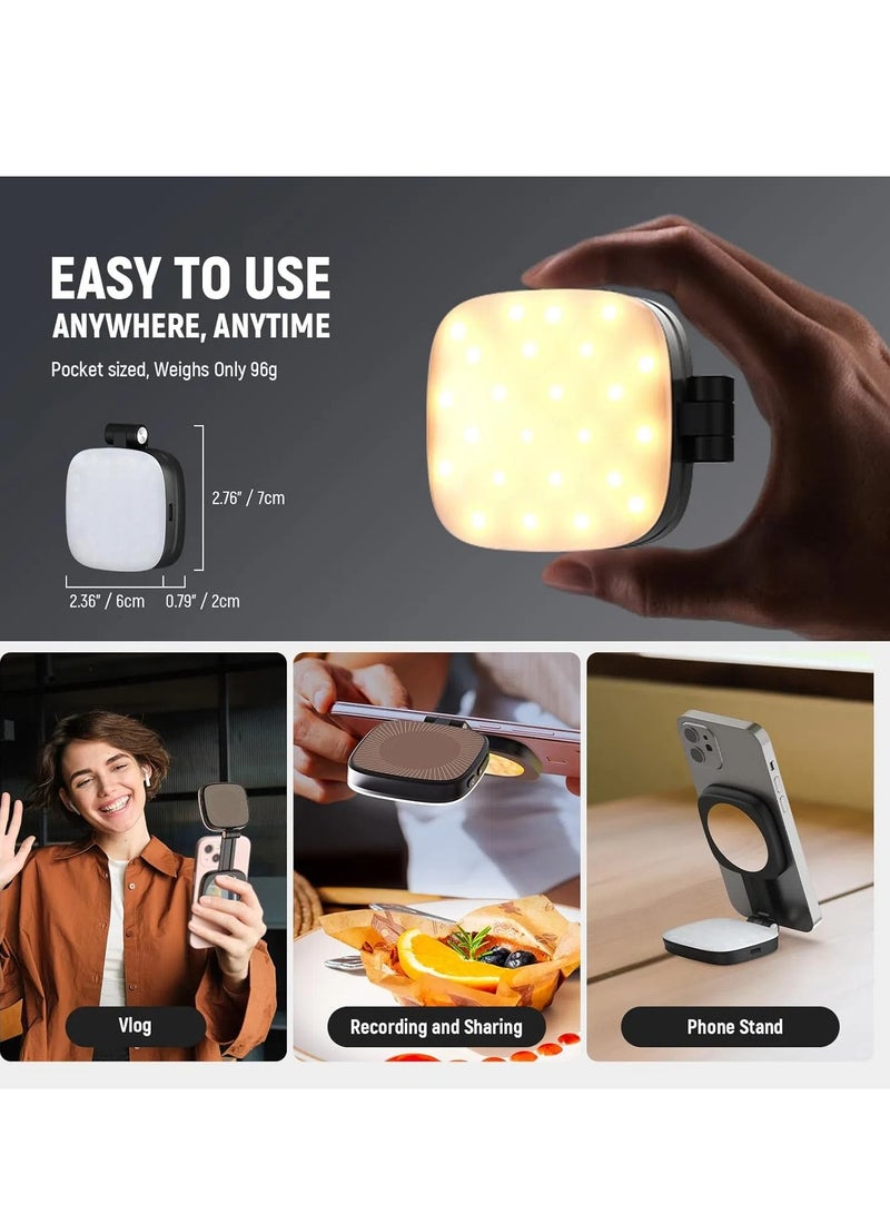 ONLYMAY Magnetic Selfie Light Compatible with MagSafe iPhone,CRI95 700lx/0.3m Folding LED Phone Fill Ring Lighting with Mirror for Zoom Makeup Photography Recording Video Conference, Black  - Image 4