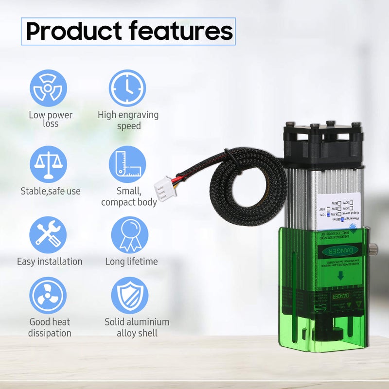 وحدة Geevorks 450nm10W مع غطاء حماية رأس نقش ذي طول بؤرة قابل للتعديل مقرم واقطع عالي السرعة وحدة لطابعة ثلاثية الأبعاد ووحدة مسار CNC لإنشائات يدوية ونحت وقطع الخشب والجلد والنسيج والورق - Image 4