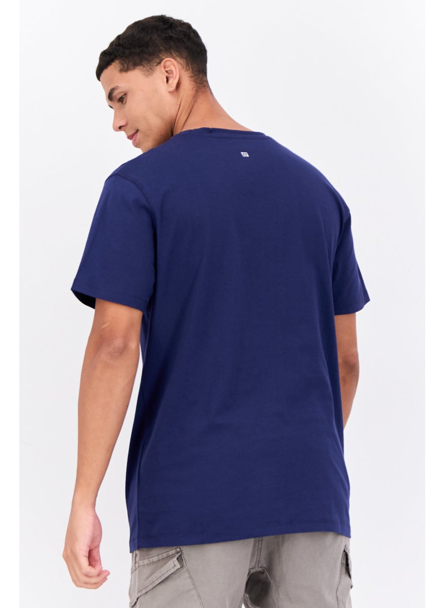 French Connection Men Crew Neck Short Sleeve Printed T-Shirts, Navy Blue  - Image 3