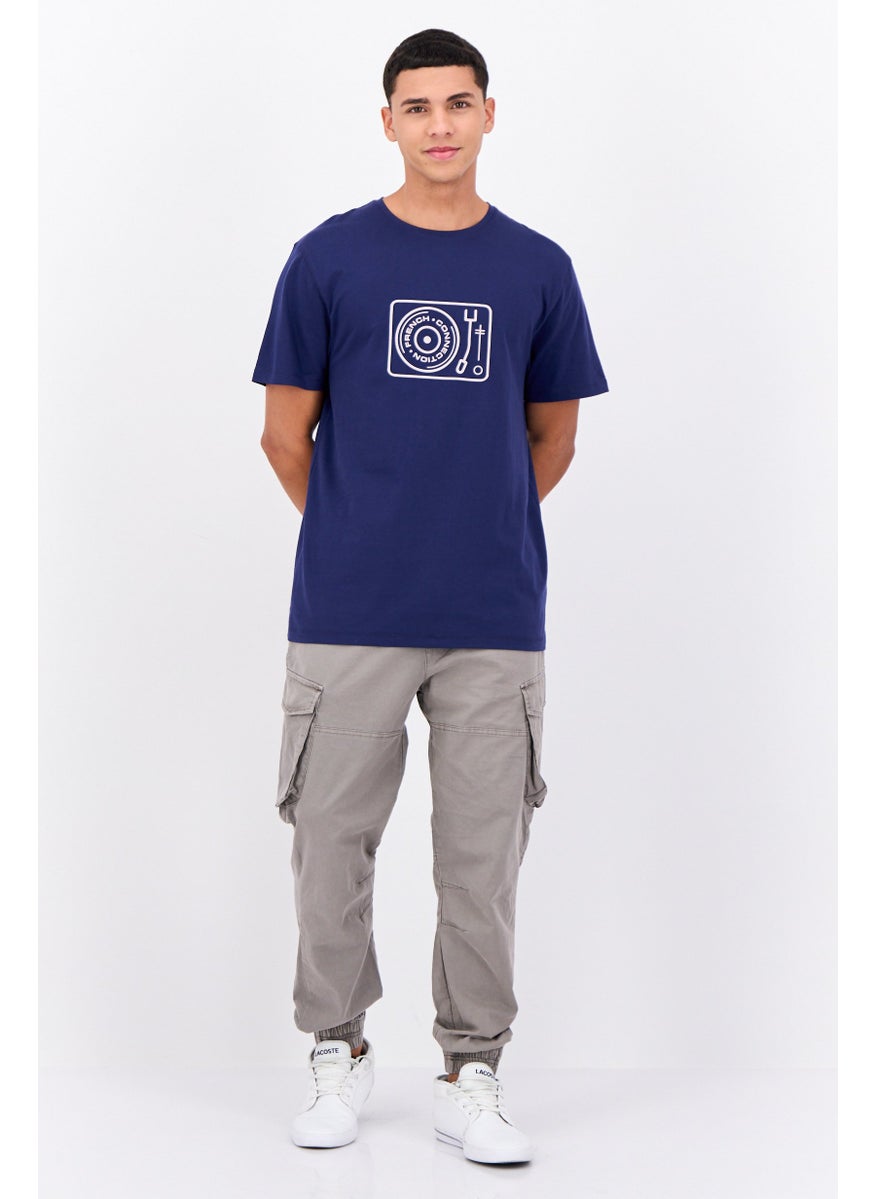 French Connection Men Crew Neck Short Sleeve Printed T-Shirts, Navy Blue  - Image 4