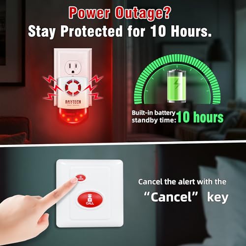 Daytech Remote Emergency Strobe Siren Alarm Kit Waterproof Outdoor Loud Panic Sos Warning System for Business Home Shop Hotel School 800ft 1 Red Flashing Siren+ 4 Call Buttons - Image 3
