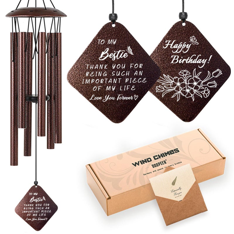 Doopeer Best Friend Birthday Gifts for Women Unique Birthday Gifts for Best Friends BFF Bestie 32 Bronze Wind Chimes - Image 2