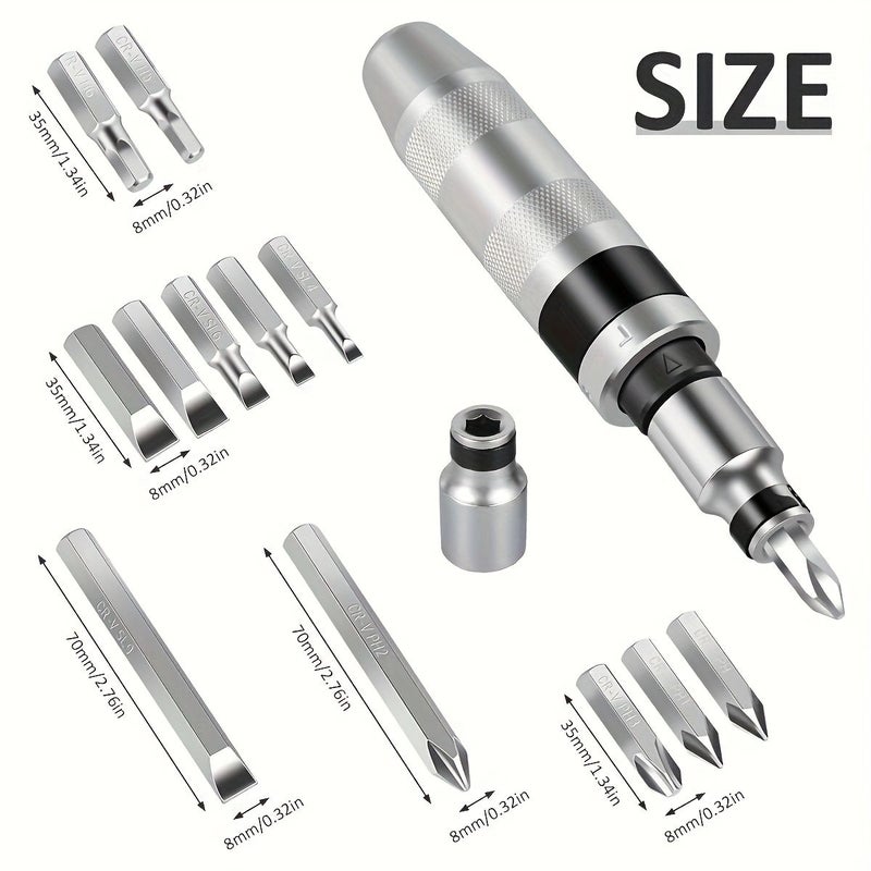13pc Impact Screwdriver Set with Chisel Bits Multifunctional Metal Screw Extractor No Power Required - Image 4