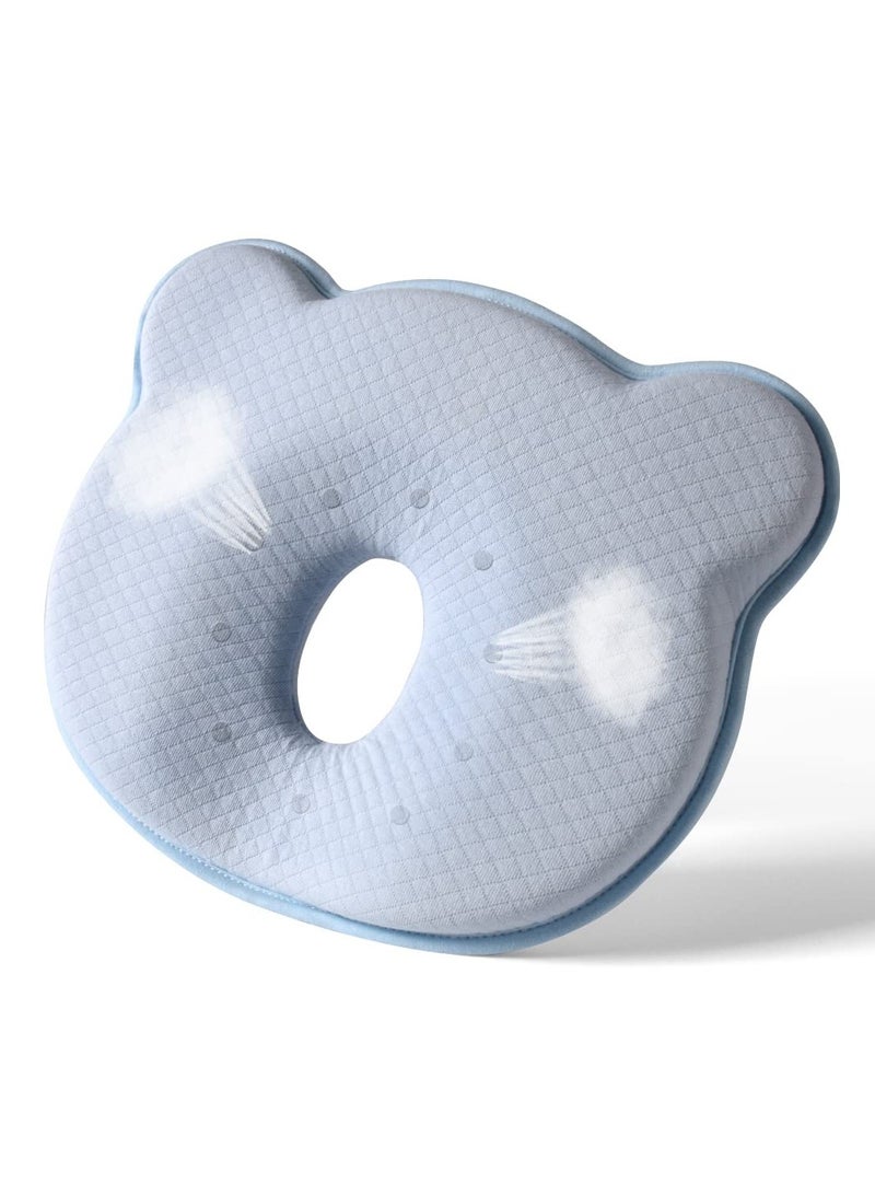 Memory Foam Baby Travel Pillow, Breathable Bear Shaped Soft and Cozy Toddler Pillow (Blue) - Image 1