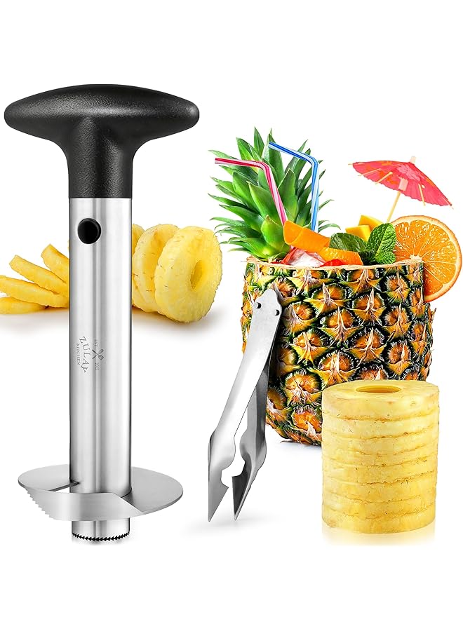 Zulay Kitchen Pineapple Corer And Slicer Tool Stainless Steel Pineapple Cutter For Easy Core Removal And Slicing Super Fast Pineapple Slicer And Corer Tool Saves You Time Black - Image 1