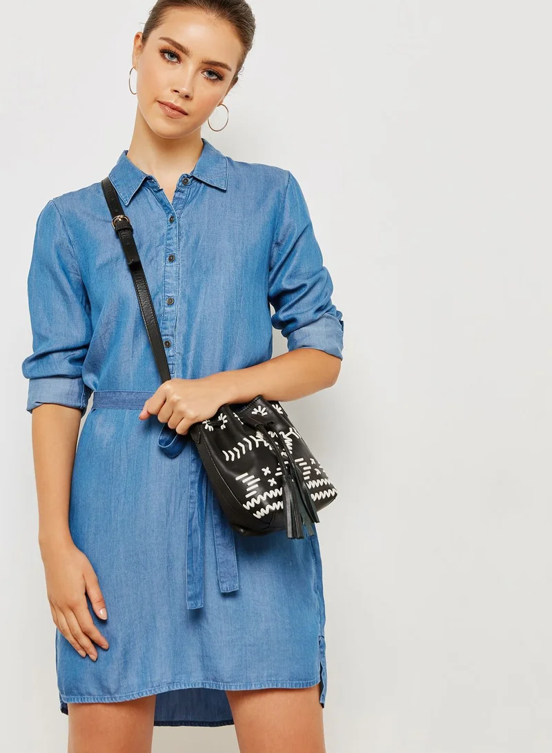 FOREVER 21 Belted Denim Dress