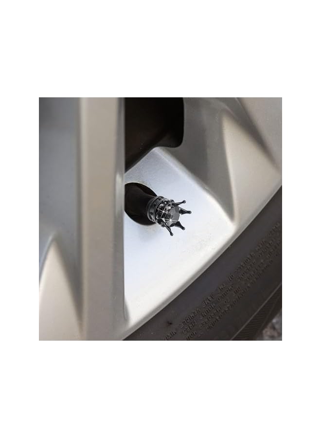 S-TOP Tire Valve Stem Caps, 4 PCS Black Sparkling Acrylic Alloy Caps, Universal Car Tire Valve Stem Caps with Good Sealing, Durable Dustproof Accessories for Auto Vehicles - Image 2