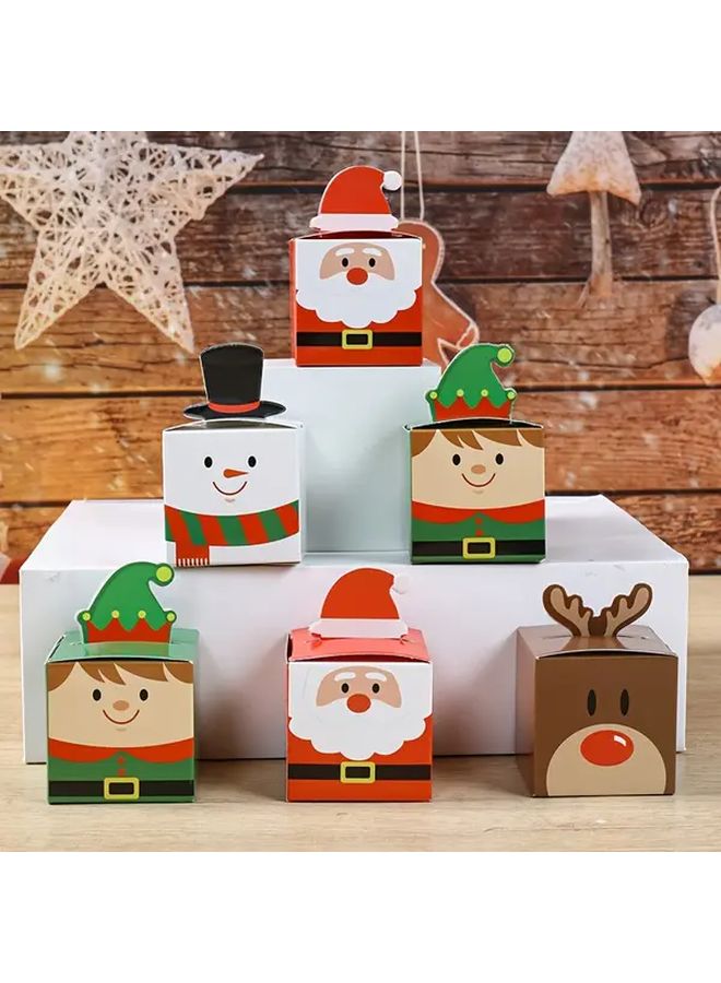 Festive Christmas Gift Box With Santa Claus Reindeer Snowman Design Mixed Holiday Decorations For Home New Year Winter Party Supplies Paper Material Perfect For Christmas Gifts Holiday Celebrations Best For C Random Style 12pcs - Image 1