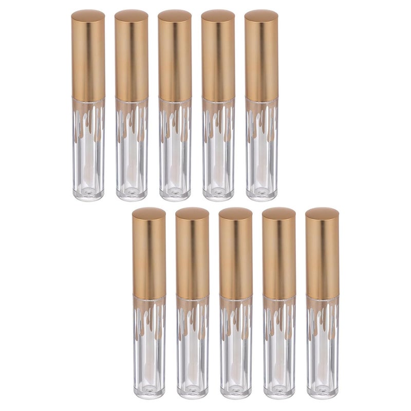 Healeved 10pcs Lip Gloss Tubes with Gold Wave Design Empty Lipstick Containers for Lip Balm and Mascara Durable Subpackage Bottles - Image 1