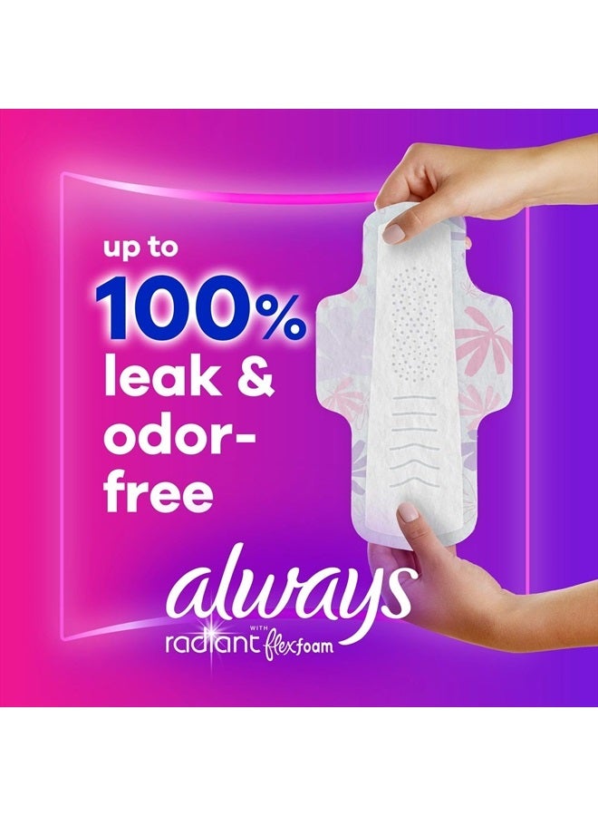 Always Radiant Feminine Pads For Women, Size 1 Regular Absorbency, With Flexfoam, With Wings, Light Clean Scent, 30 Count x 3 Packs (90 Count Total) - Image 2
