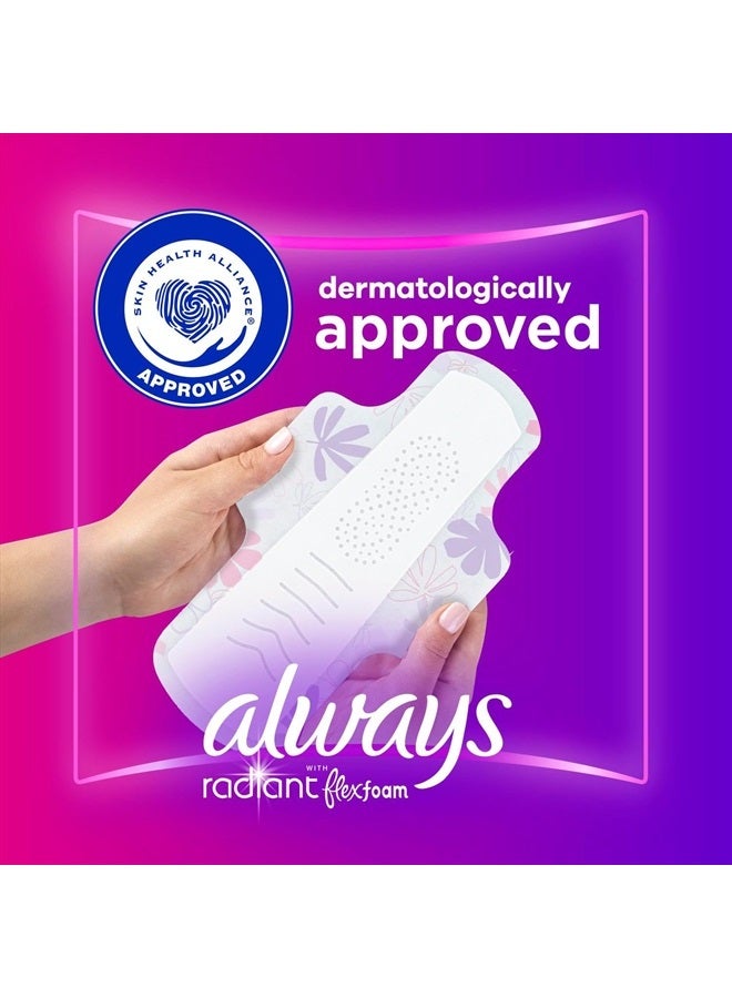 Always Radiant Feminine Pads For Women, Size 1 Regular Absorbency, With Flexfoam, With Wings, Light Clean Scent, 30 Count x 3 Packs (90 Count Total) - Image 4