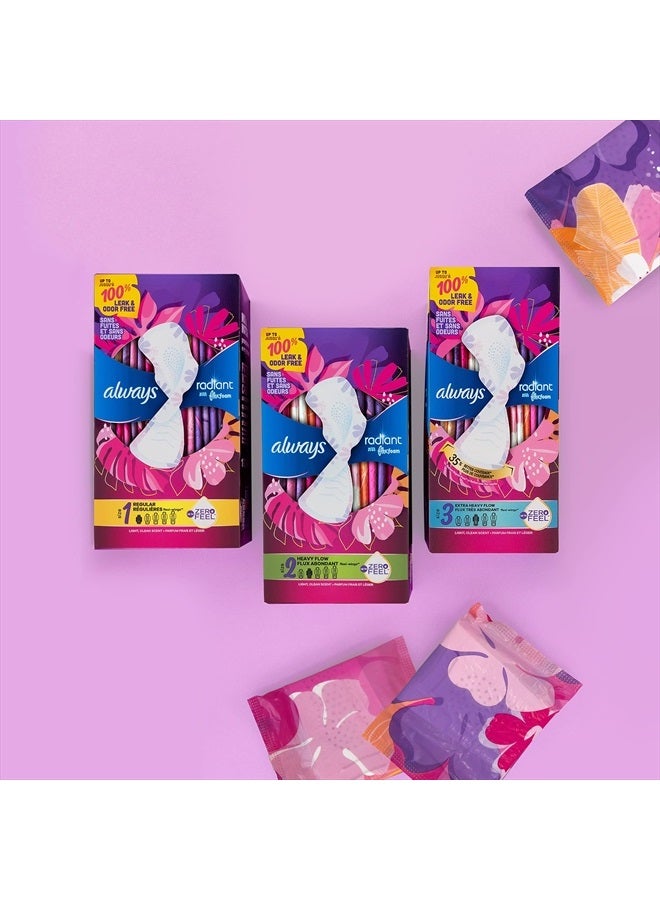 Always Radiant Feminine Pads For Women, Size 1 Regular Absorbency, With Flexfoam, With Wings, Light Clean Scent, 30 Count x 3 Packs (90 Count Total) - Image 5