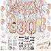 PartyHooman 30th Birthday Decorations for Women With 30th Birthday Sash and Rhinestone Tiara 30th Birthday Balloons 2 Pcs Foil Backdrops with 25 preassembled photoshoot props Dirty 30 Birthday - Image 3