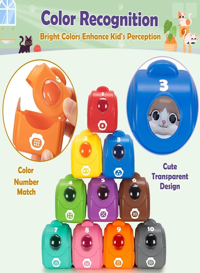 Aigybobo Learning Toys for Toddlers 1 2 3 Year Old Toddlers, 20Pcs Kitten Finger Puppets for Kids, Montessori Counting, Matching & Sorting Toy, Christmas Birthday Gifts for Baby Boys Girls Age 12-18 Months - Image 4