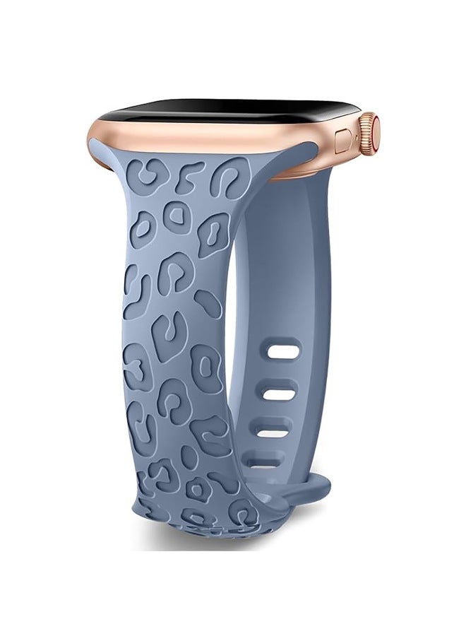 Applicable To Apple Watch Band Applewatch8 Generation/S9 Small Man Waist Butterfly Buckle Carved Concave Leopard Print Silicone Strap-Color:Smoked Clothes Ash 38/40/41MM  - Image 1