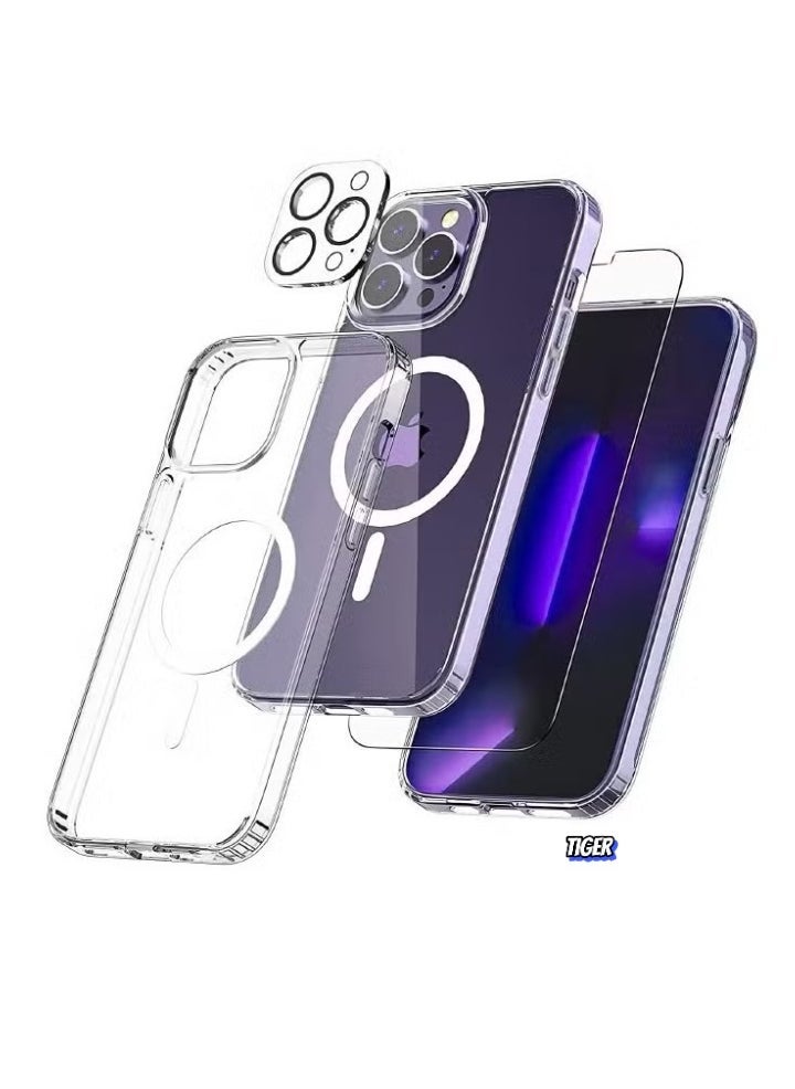 NEW iPhone 16 Pro Magsafe Case Cover – 9H Tempered Glass, Camera Lens Protector, Ultra Thin, Scratch Resistant, Drop Protection, Anti-Yellowing Magnetic Back Cover for iPhone 16 Pro 2024