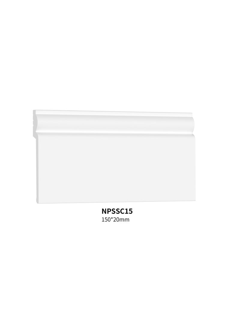 عالم نسيل نعلات من مادة البوليسترين لتغطية نعلة السيراميك  PS Skirting Board- مقاس 15*2*240 سم - 5 حبات/أعواد - Image 1