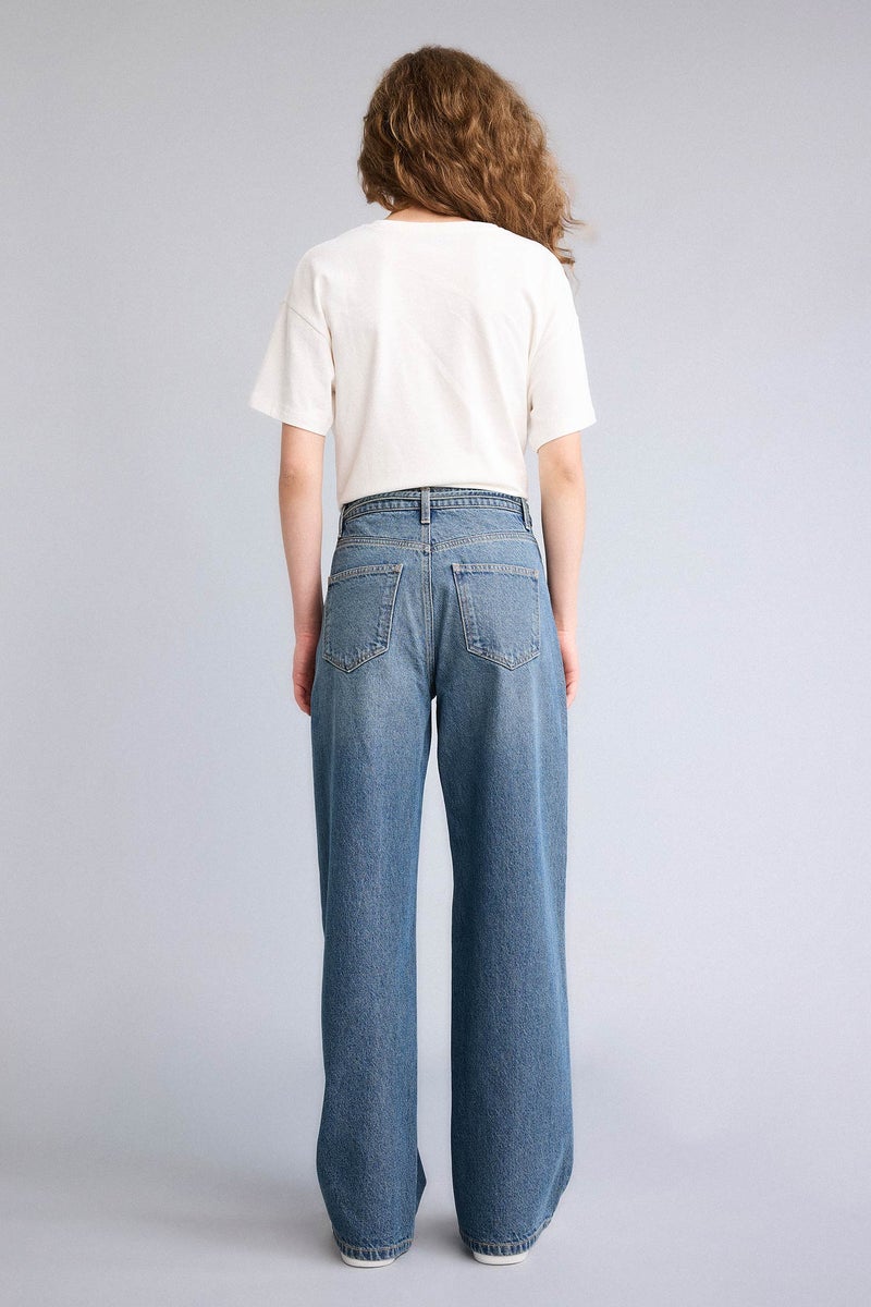 DeFacto Blue Woman Wide Leg Normal Waist Straight Leg Jeans Casual - Image 5