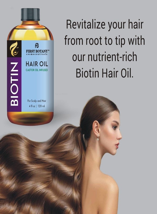 First Botany Biotin Castor Oil Encourages Hair Growth, Scalp & Hair Strengthening Serum, Nourishing Treatment for Split Ends, Dry Scalp, Safe for All Hair Types, 4 fl oz - Image 2