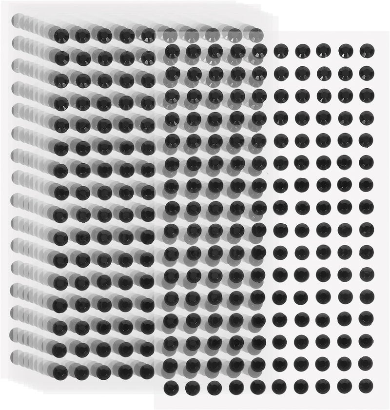 DOITOOL Self-Adhesive Black 5mm Acrylic Flatback Rhinestone Stickers for Face Makeup and Jewelry Making, 10 Sheets Sparkly Rhinestones for Craft Decorations and Card Embellishments - Image 1