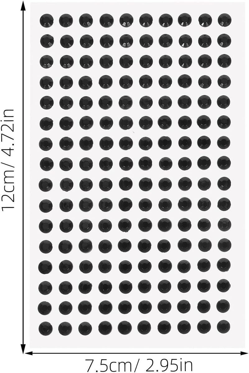 DOITOOL Self-Adhesive Black 5mm Acrylic Flatback Rhinestone Stickers for Face Makeup and Jewelry Making, 10 Sheets Sparkly Rhinestones for Craft Decorations and Card Embellishments - Image 2
