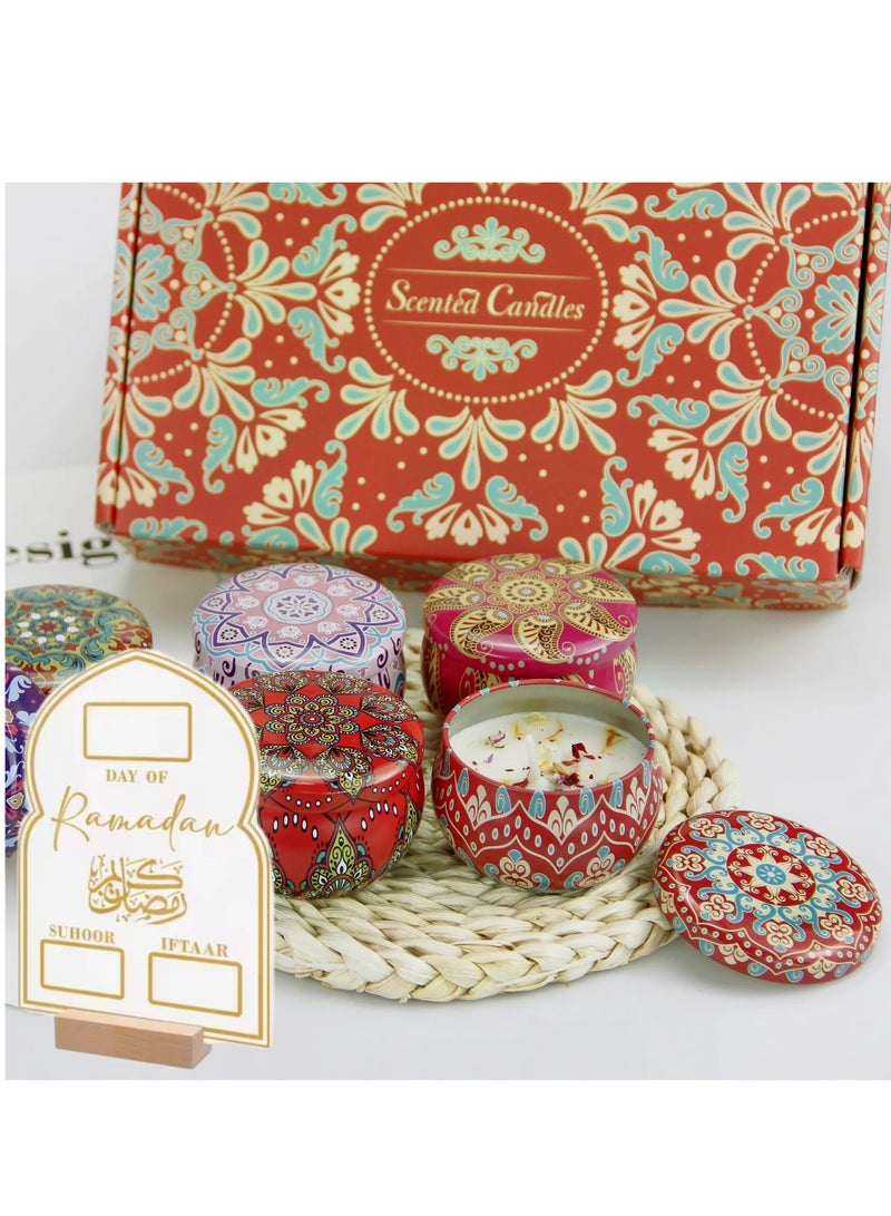Ramadan Luxury Gift Set 6pcs Scented Candles Gift Box and Acrylic Ramadan Mubarak Countdown Board  - Image 2
